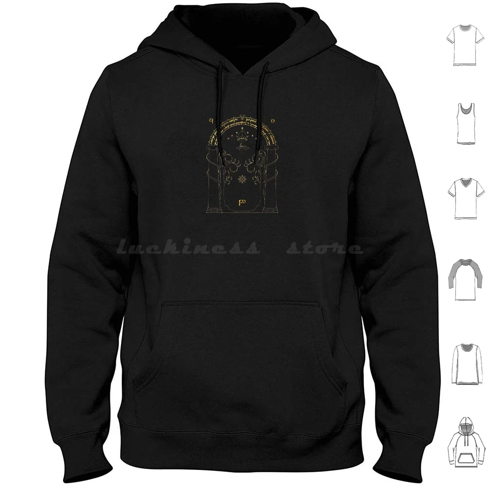 Gate To Moria Gold Super Hi-Res Vector Hoodie cotton Long Sleeve Speak Enter Friend Magic Fantasy Door Gate Gandalf