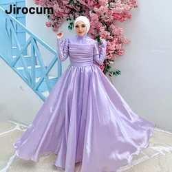 Jirocum Purple A Line Prom Dress Women's Long Sleeve High Neck Muslim Party Evening Gown Elegant Tiered Special Occasion Dresses