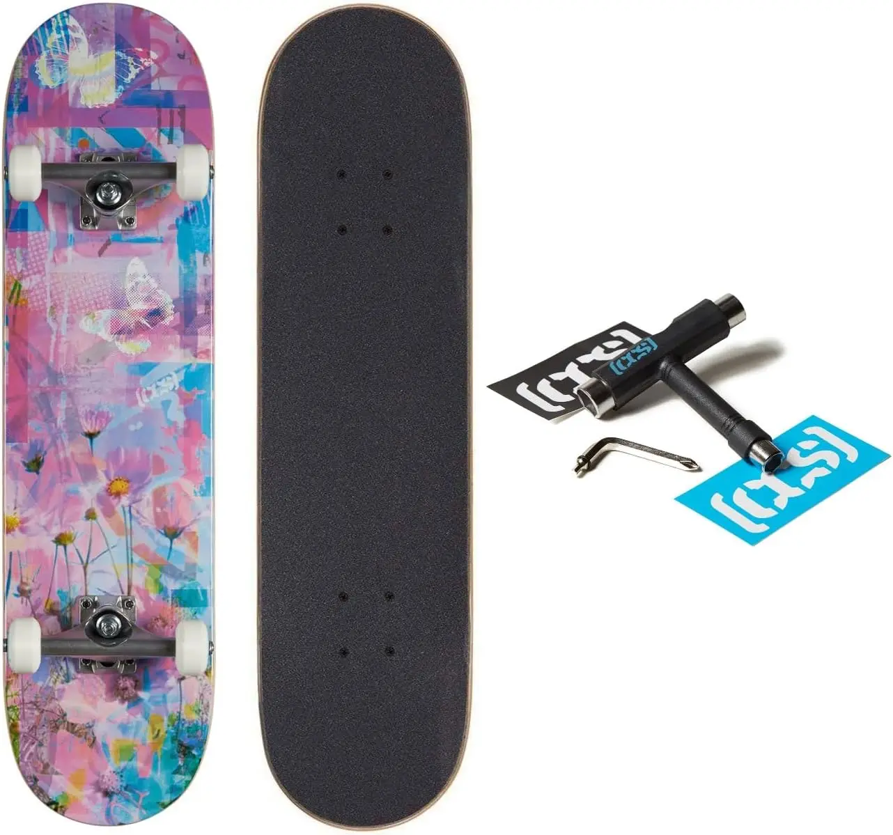 [CCS] Skateboard Complete | Maple Wood Professional Grade Fully Assembled with Skate Tool & Stickers Adults, Kids, Teens,