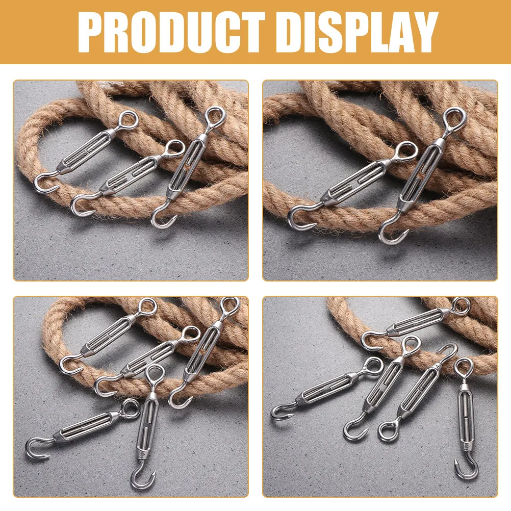 5pcs Stainless Steel Turnbuckle Heavy Duty Adjustable For Fence Sun Shade Tent Rope Cable Tensioner M5