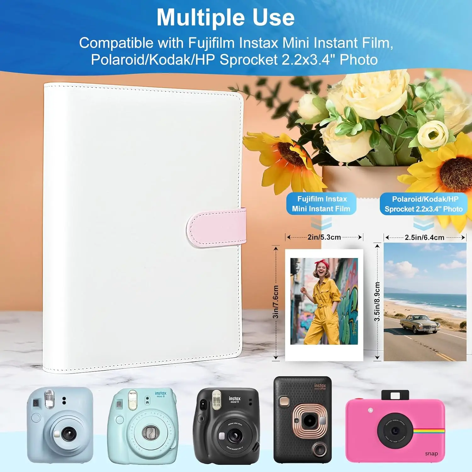 New Refillable PU Leather Album A5 Photocard Binder 6 Ring with 25 sheets double-sided pockets left and right openings