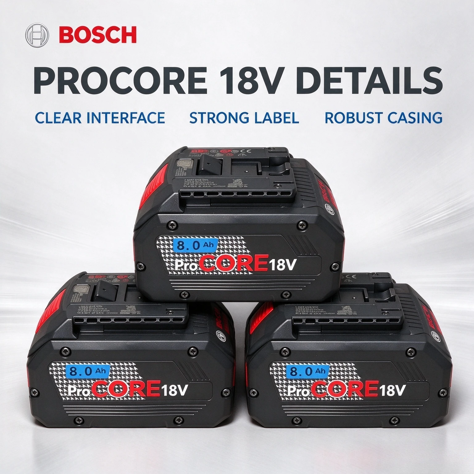 Bosch 8.0Ah 18V Lithium Battery for Cordless Equipment,21700 Power Cells, Dust Resistant Design, Replaces BAT609 BAT618 GBA18V80