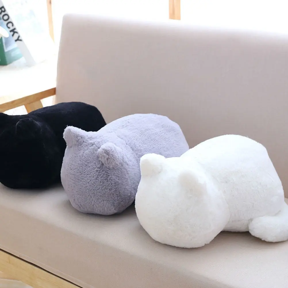 

Cute Cat Pillow Short Stuffed Ornament Perfect Holiday Gift for Home Car Table Desk Bookshelf Sofa Decor Grey Cat