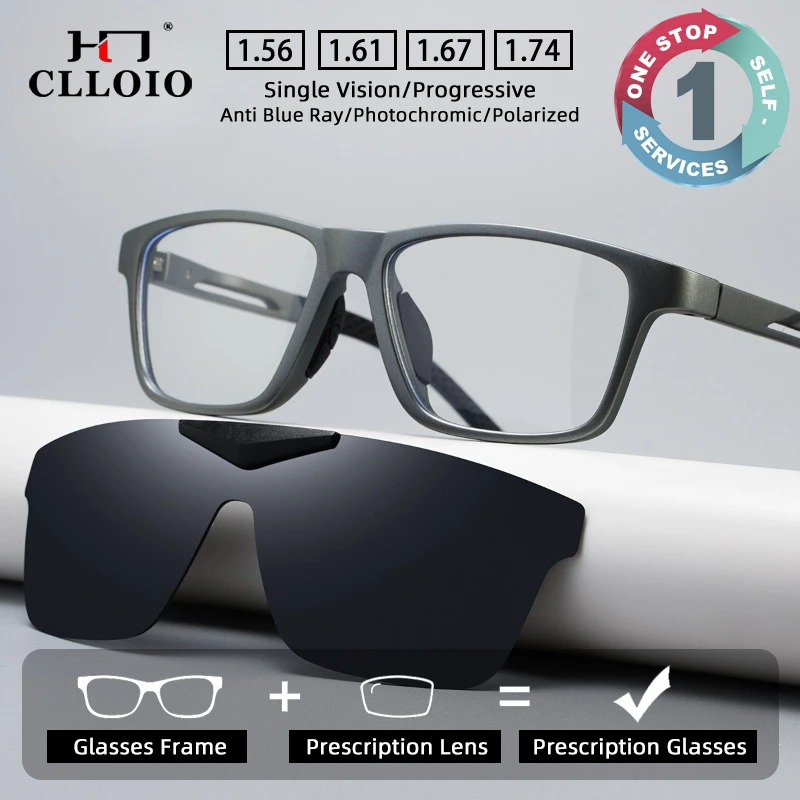 

CLLOIOCLLOIO Fashion Minimalist Magnetic Glasses Men's Myopia Square Glasses Prescription Anti blue light Progressive Glasses