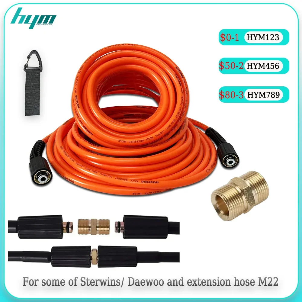 

0.5-30M For Replacement and Extension M22 14mm or M22 15mmHigh Pressure Washer Hose Car Wash Kink & Wear Resistant Power Washer