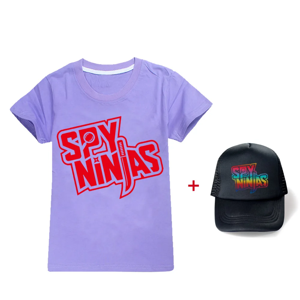 New Fashion Boys SPY NINJAS T-shirt Children's Clothing Girls Tees Clothes Printed Cartoon Casual Christmas Tops +cap