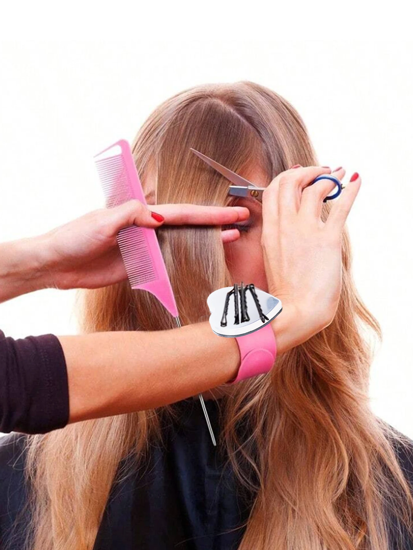 مجموعة أمشاط شعر مكونة من 3 قطع مع سوار مغناطيسي واحد لصالونات التجميل وتصفيف الشعر وإكسسوارات العناية بالشعر