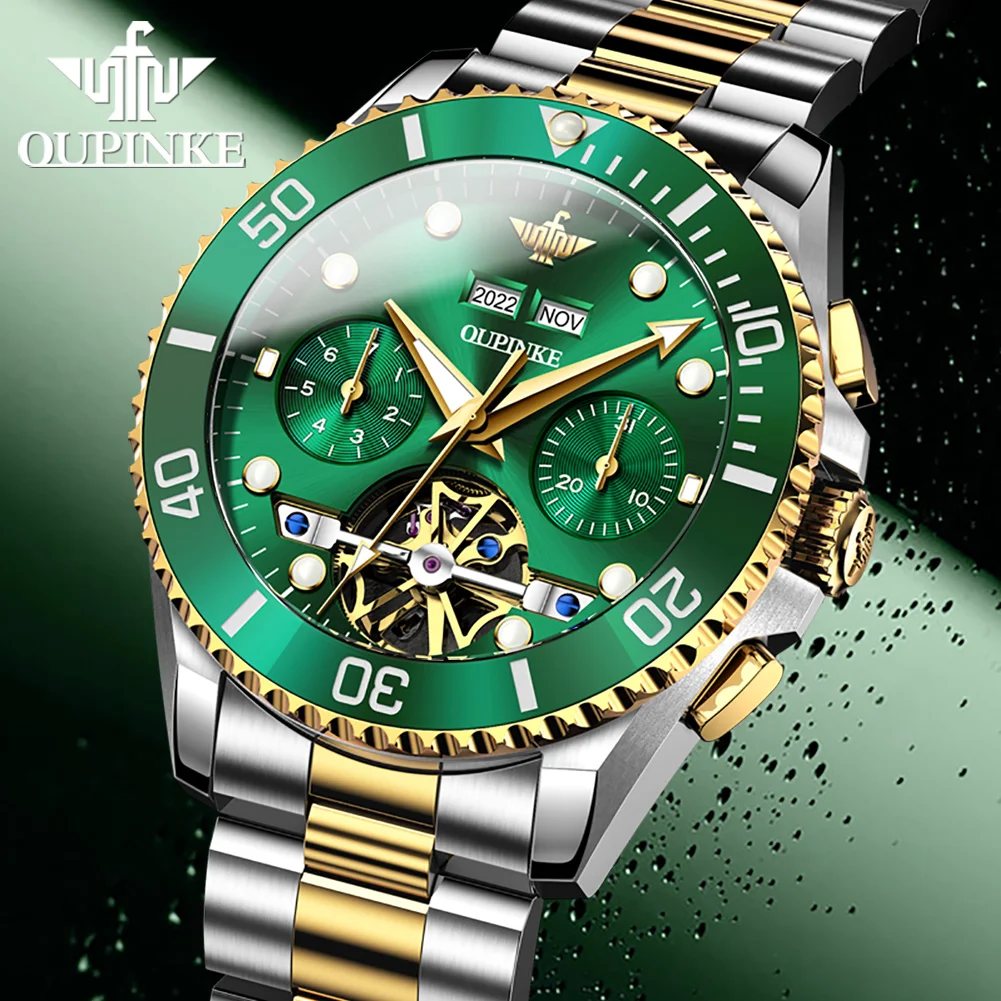 OUPINKE 3229 Original Men's Automatic Watch Multi functional waterproof Moon phase Mechanical Watch for Men