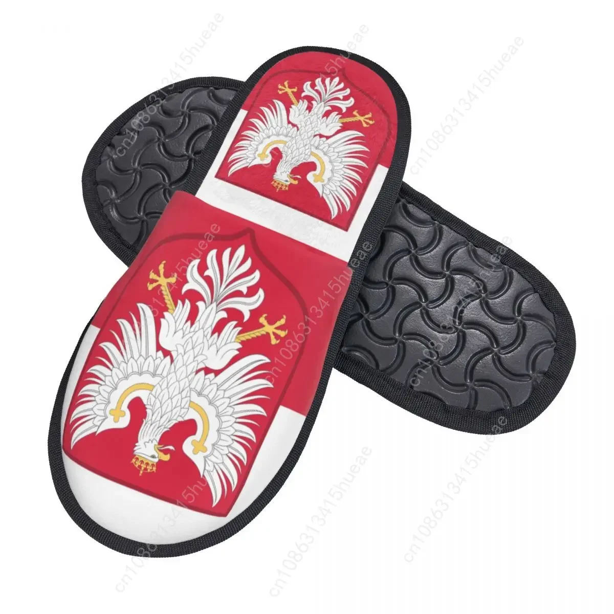 Custom Kingdom Of Poland Flag Memory Foam Slippers Women Comfy Warm House Slippers