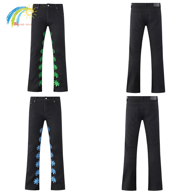 

25FW Classic Blue Logo Embroidery LOSTSHDWS Denim Pants Men Women Unisex Best Quality Spliced Black Jeans Casual Fashion