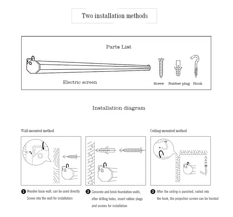 100'' 120''150''200''High Quality Electric Projector Screen / Wall & Ceiling Mounted Motorized Projection Screen For Home Cinema