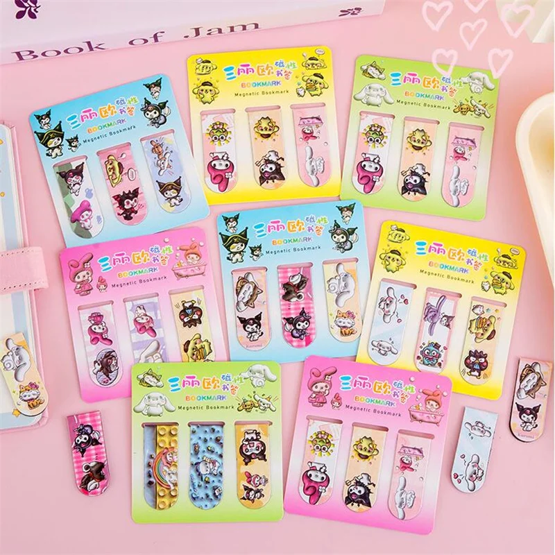 36 set/lot Sanrio Kuromi Melody Cinnamoroll Magnetic Bookmark Cute Book Mark For Books School Office Supplies Stationery Gift