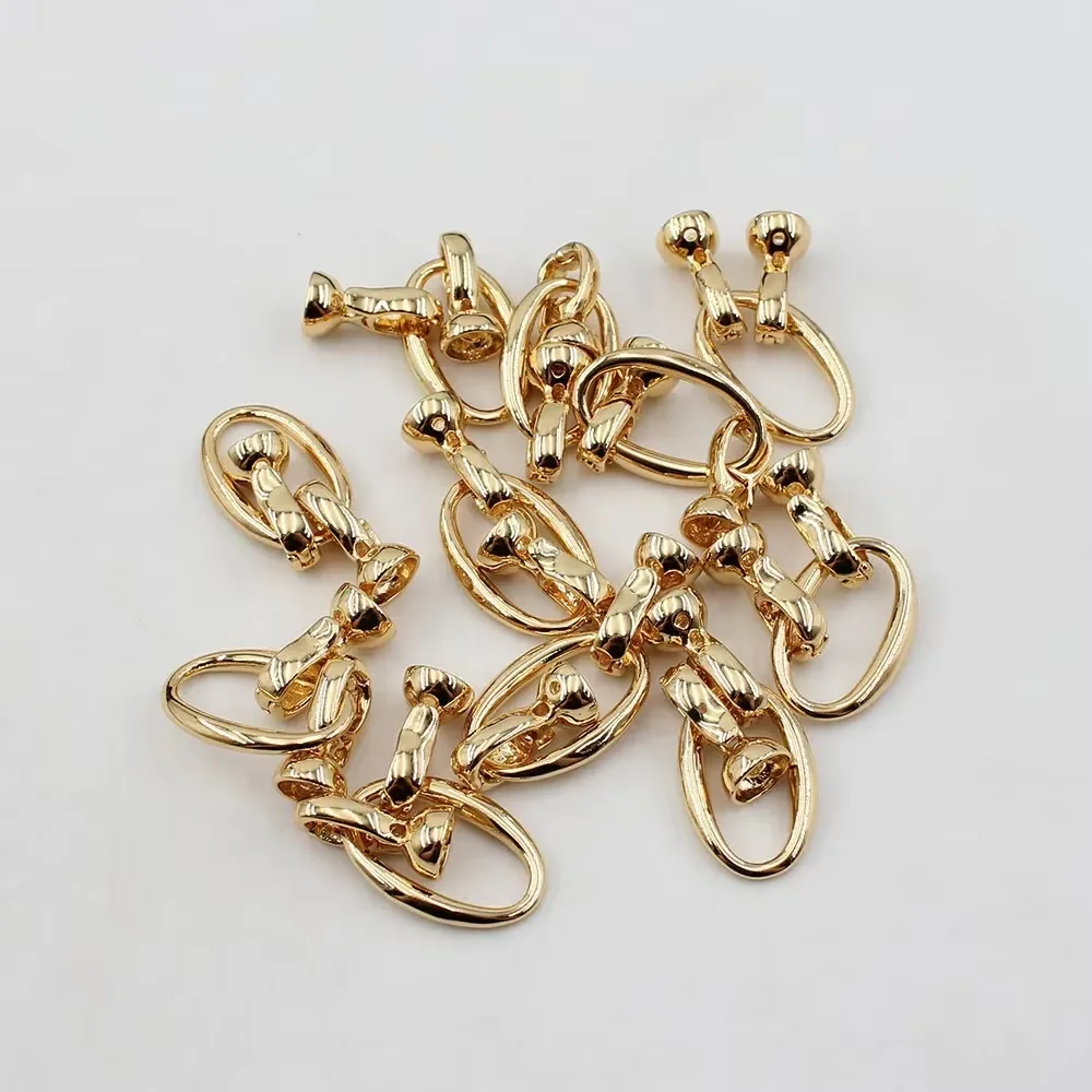

5 Pcs Circle Oval Copper Yellow Gold Plated Clasps For Pearl Bracelets Necklaces Making DIY Craft Accessories