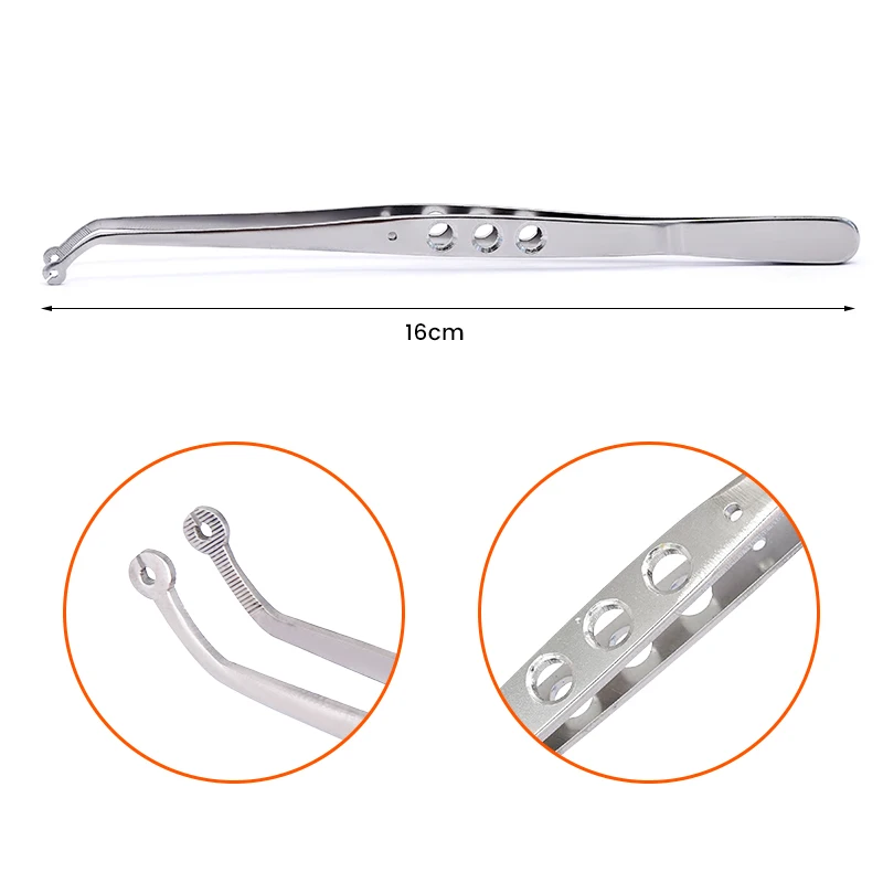 Round Hole Surgical Suture Tweezer Serrated Tip Stitching Forceps Precise Operation