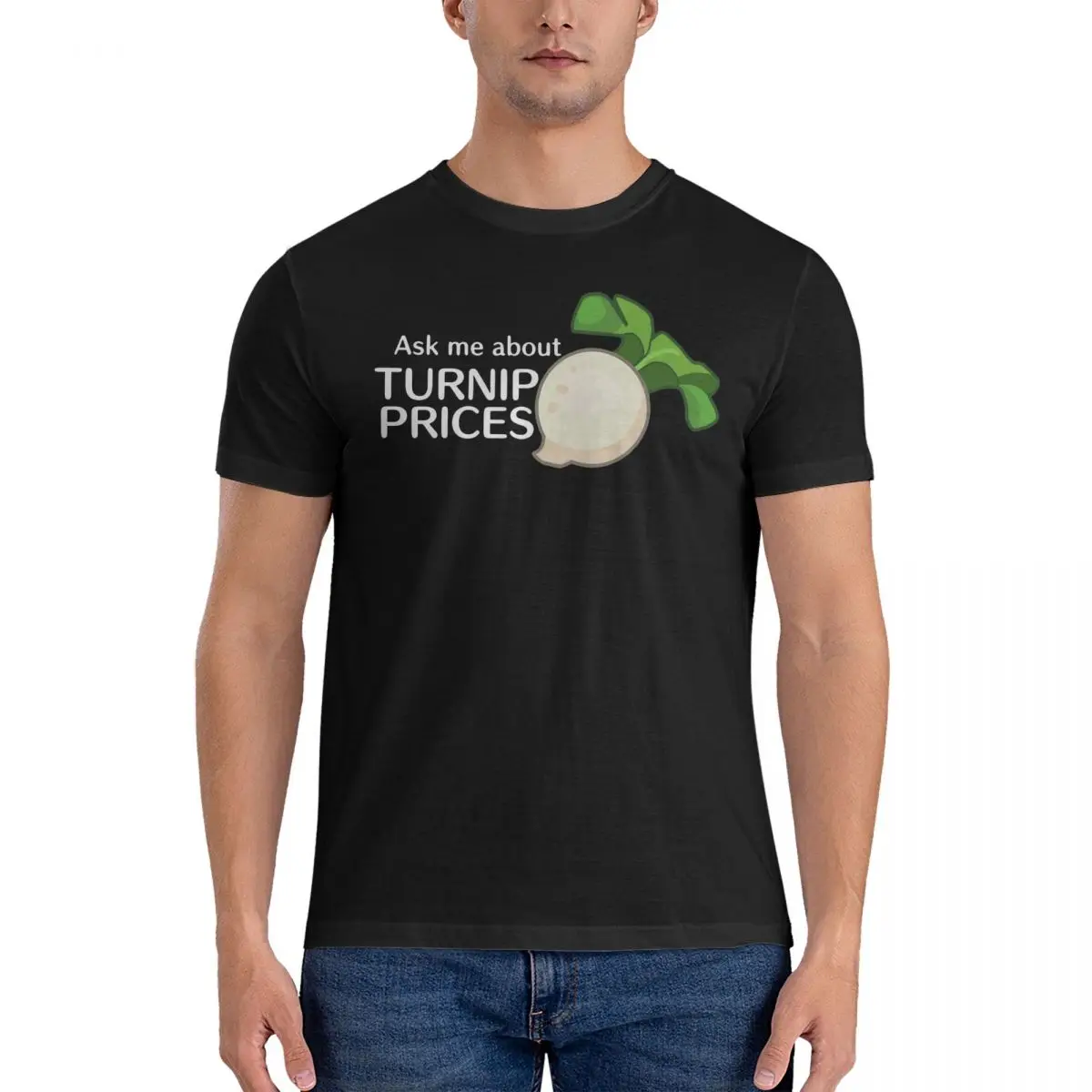 Ask Me About Turnip Prices T-Shirts Men Animal Game Crossing Timmy Cool 100% Cotton Tee Shirt Crew Neck Short Sleeve T Shirts