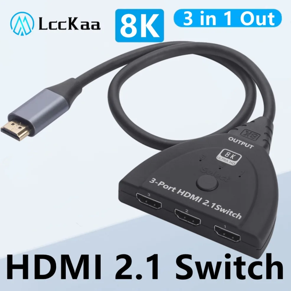 HDMI Switch KVM Switches Splitter 8K 60Hz 4K 120Hz 3D 3 input 1 Output 3 Port VIdeo Switcher For PC Laptop DVD HDTV Xbox PS3 PS4