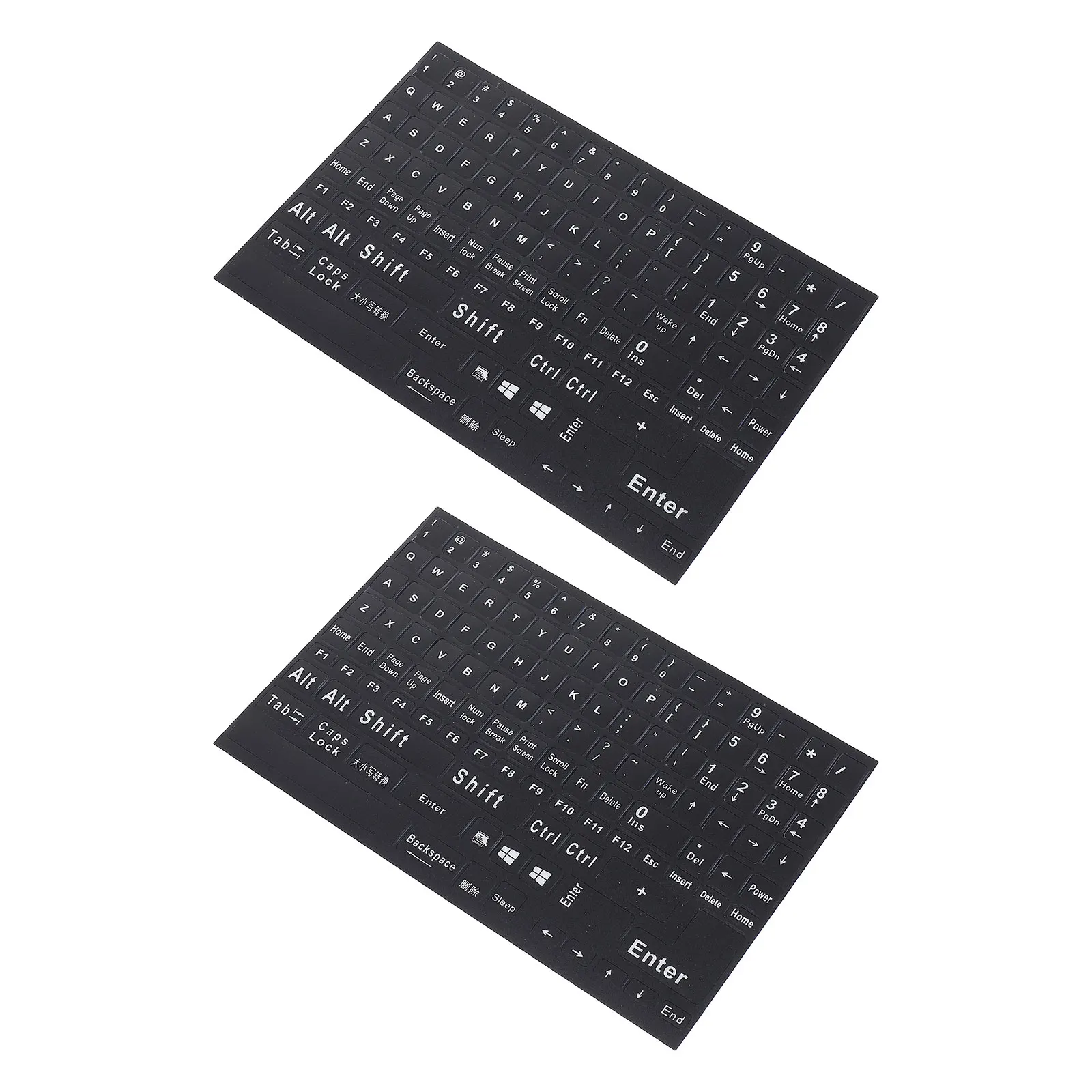 

2 Sheets Computer Laptop Keyboard Stickers English Laptops Computers Replacement Letter Black Pvc