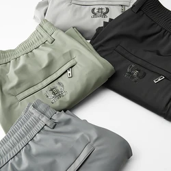 High Quality Autumn New Men's Business Casual Pants Zipper Pocket Fashion Solid Color Stretch Jogging Slim Fit Trousers Male