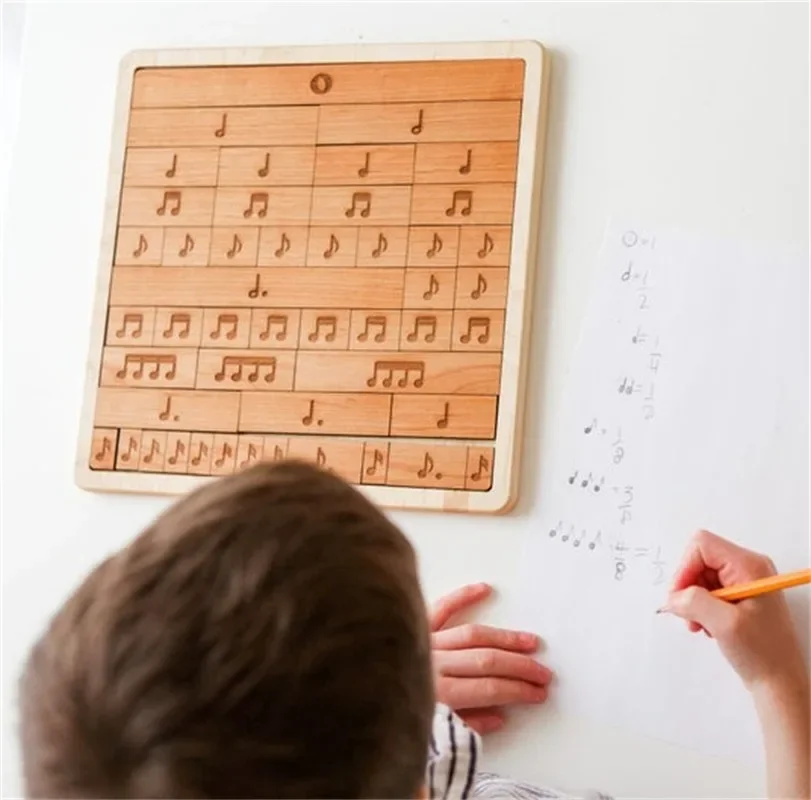 Note musicali e barre di riposo, note musicali per pianoforte interattivo Puzzle in legno, giocattolo di Puzzle musicale in legno per strumento di educazione musicale