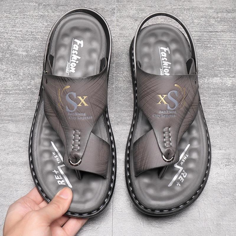 

Мужские летние шлепанцы с открытым носком нового стиля и мягкой подошвой для использования на открытом воздухе