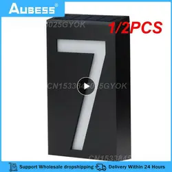 집 번호 야외 주소 표지판, 태양광 LED 조명, 야외 외부 집 번호 집 문짝 번호, 디지털 플랫, 1 개, 2 개