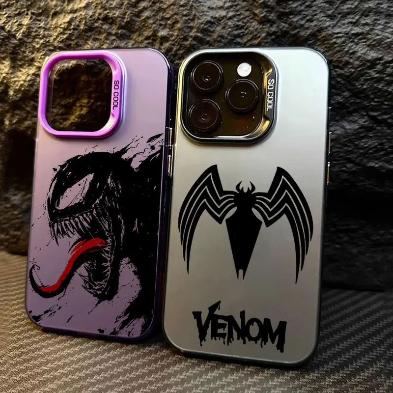 Funda Protectora para Teléfono con Diseño de Venom de Marvel, Color Negro, para iPhone 11, 12, 13, 14, 15, 16, 17 Pro Max, 16e, 17E, 17 Air Plus Mini, Resistente a Impactos