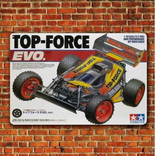 Metal Poster Rc Car Wall Deco Tin Sign Plaque Tamiya Top Force Evo Boxart