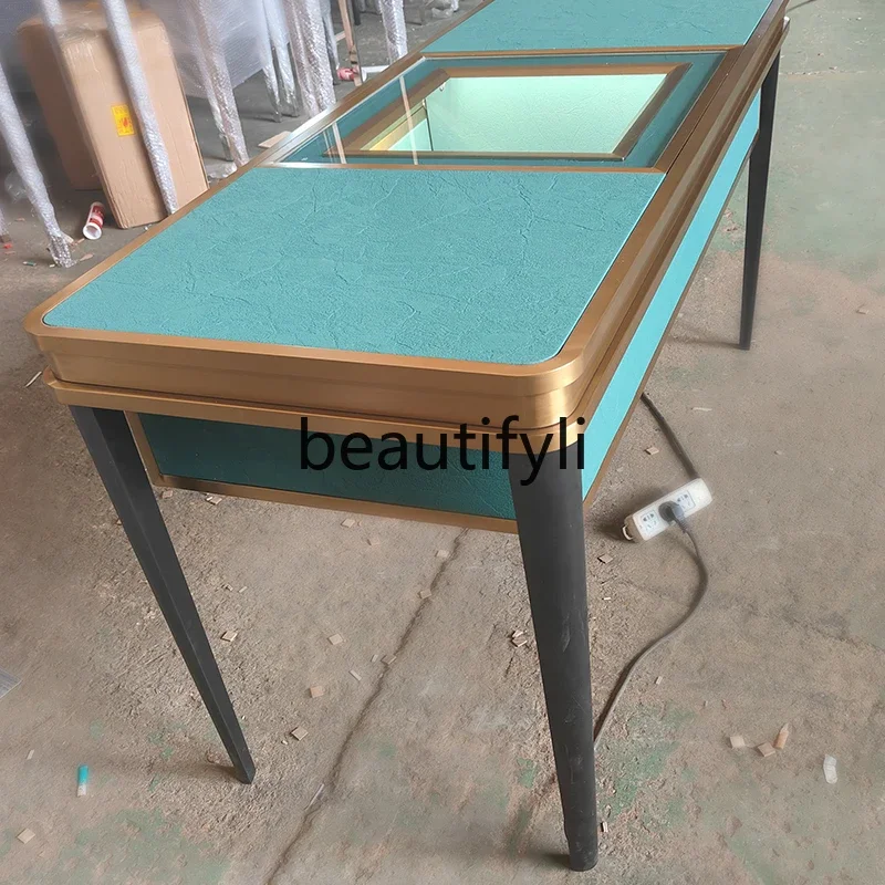 High-end luxury goods negotiation table jewelry glass display cabinet viewing table customer reception console display cabinet