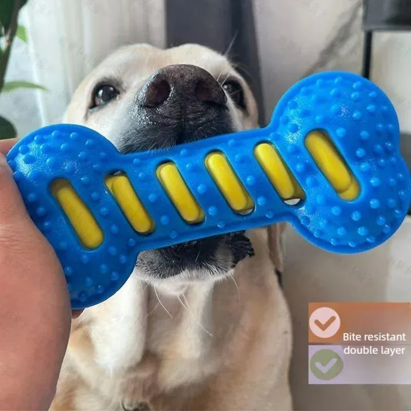 

Rubber Dog Chew Toy for Teeth Cleaning Puppy Teething Interactive Molar Stick Bone Long Lasting Chew Toys for Aggressive