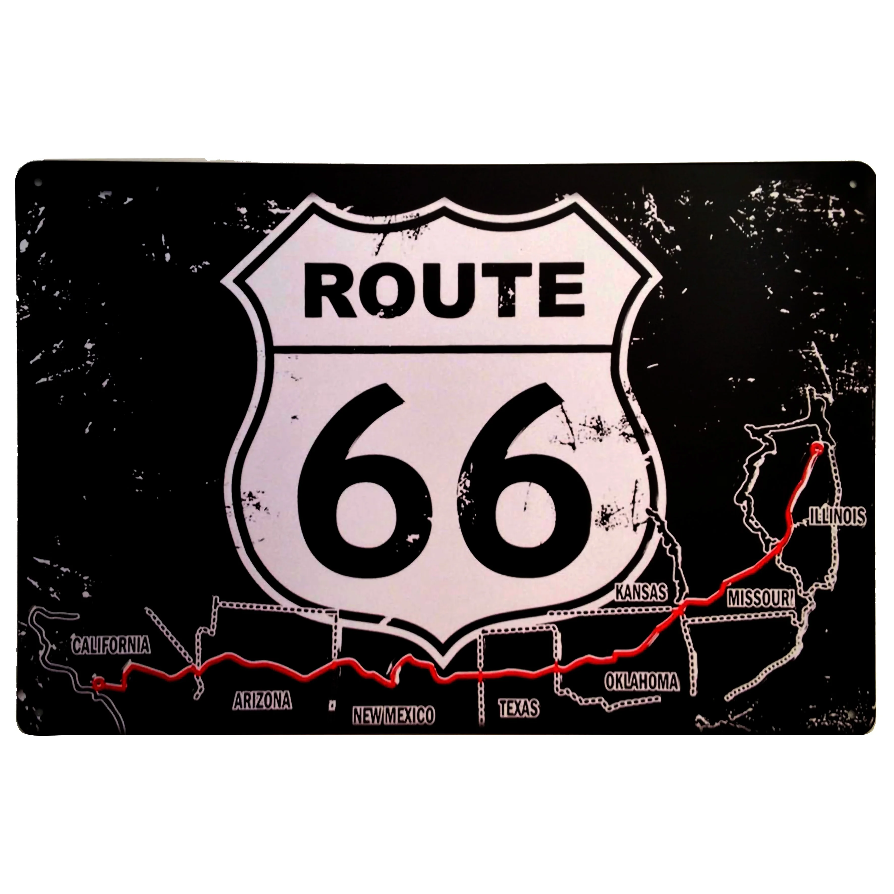 Vintage Route 66 Road Trip Metal Wall Sign Plaque, Multipurpose Wall Hanging Decor, 12x8 inch Tin Sign for Lounge