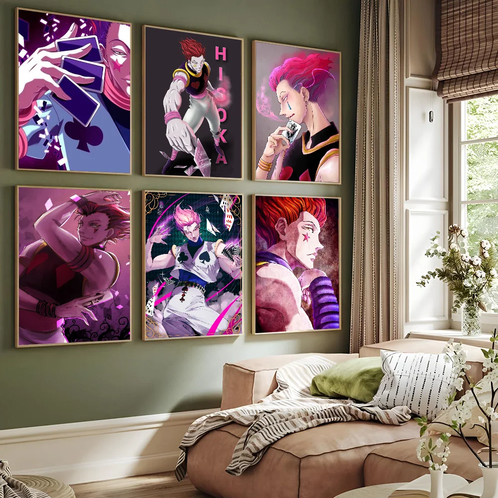 1PC Anime Hunter X Hunter Hisoka Poster Self-adhesive Art Waterproof Paper Sticker Coffee House Bar Room Wall Decor