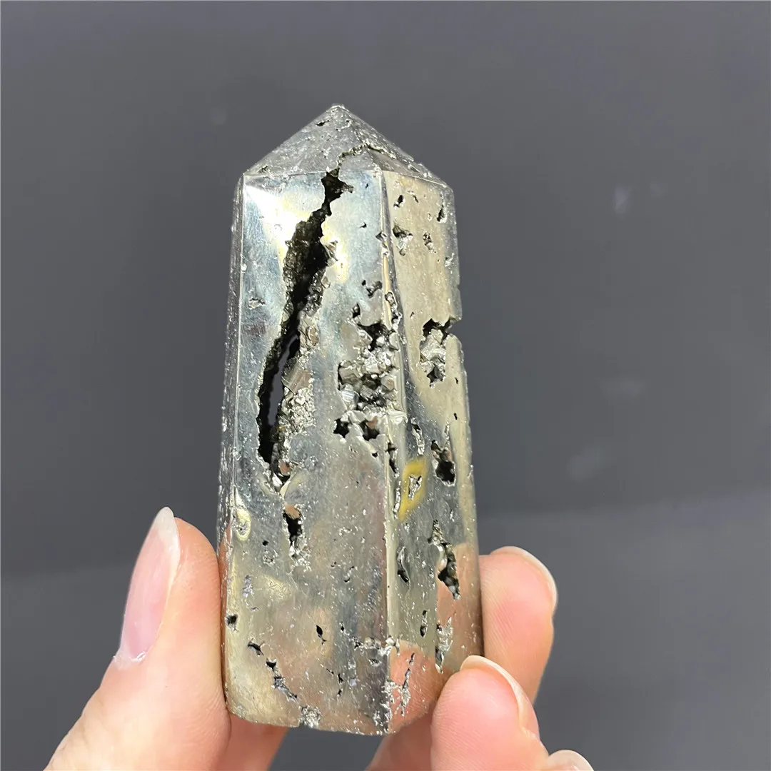 Natural Pyrite Stone Obelisk Points Spiritual Ornaments Crystal Rocks Mineral Ore Room Design Decorative Collections Indie Jewel