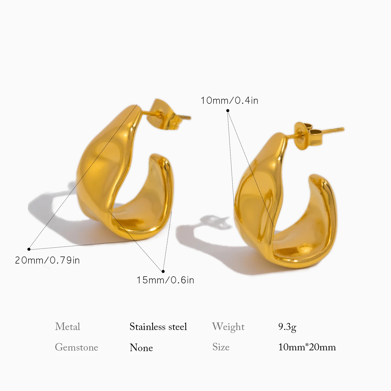 Women's Gold Plated Geometric Stud Earrings