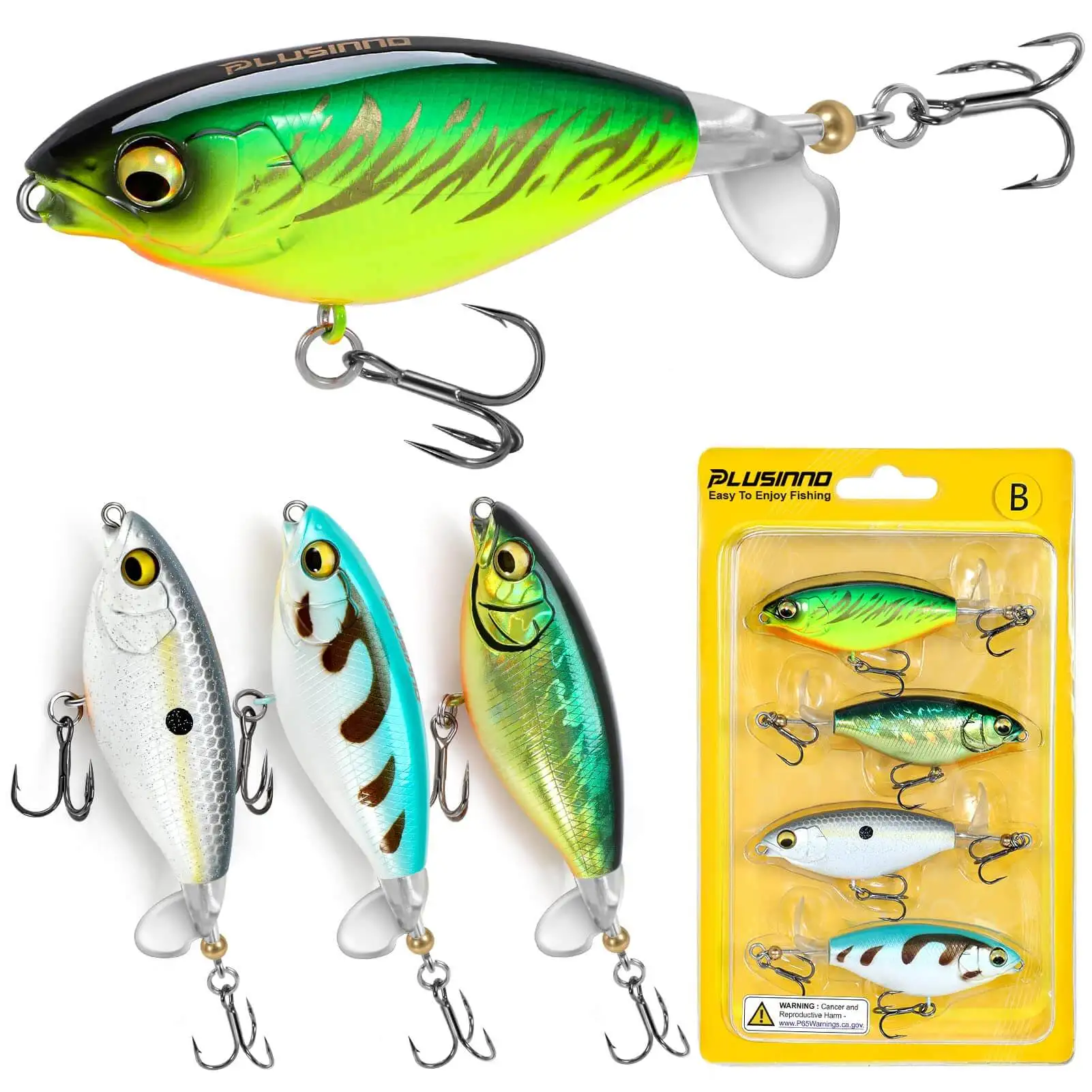 

PLUSINNO Top Water Fishing Lures Pencil Plopper for Bass Trout Pike Perch Floating Lure for Freshwater Saltwater