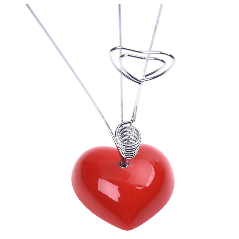 

AONEQ-3X Heart-Based 4 Standing-Heart Wire Holders Photo Card Note Memo Clips Tree