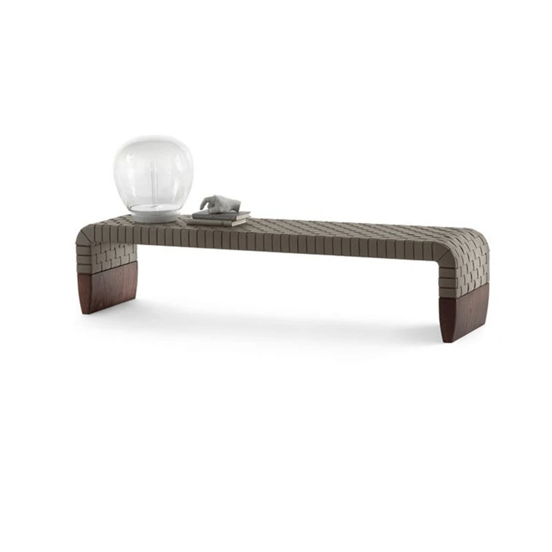 

Saddle leather bedside stool living room woven bench small apartment shoe changing stool
