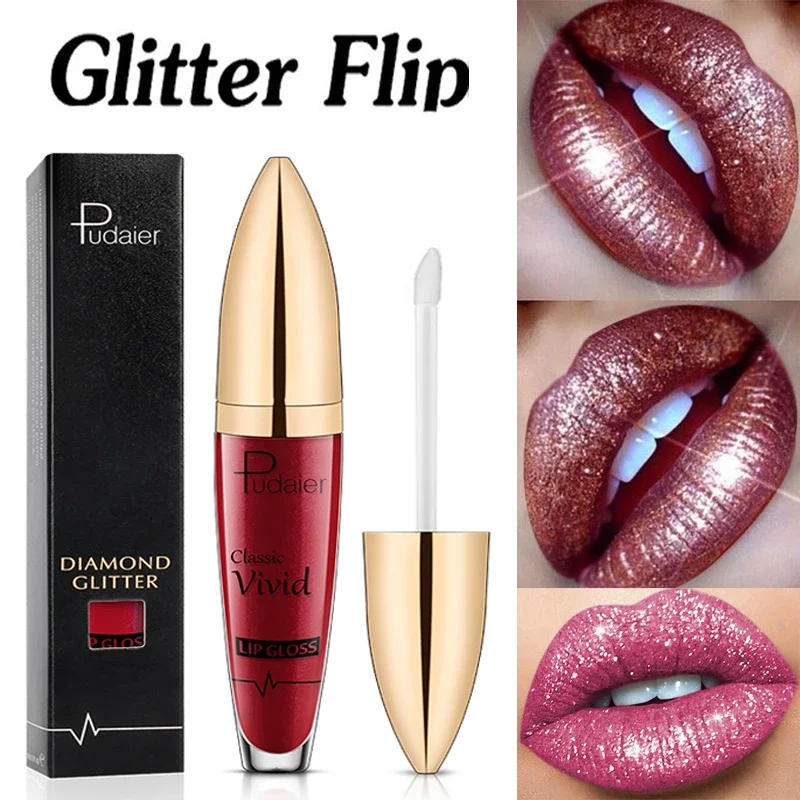 18 Color Matte To Shiny Glitter Liquid Lipstick Shiny Lip Gloss Diamond Waterproof Long Lasting Pearl Lipgloss Women Lip Makeup