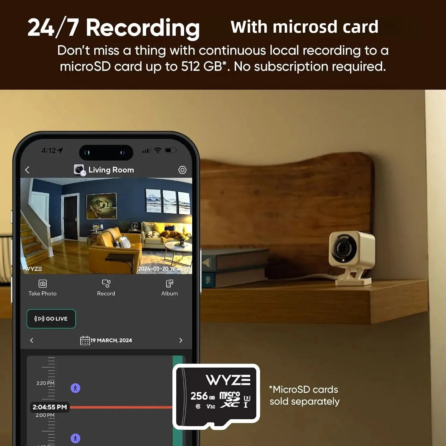 كاميرا Wyze V4 2K HD Wi-Fi داخلية/خارجية