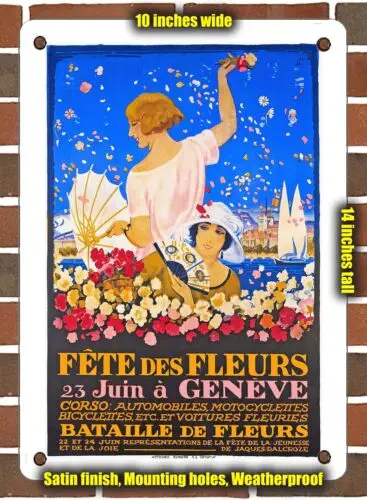 METAL SIGN - 1923 flower festival Geneva - 10x14 Inches