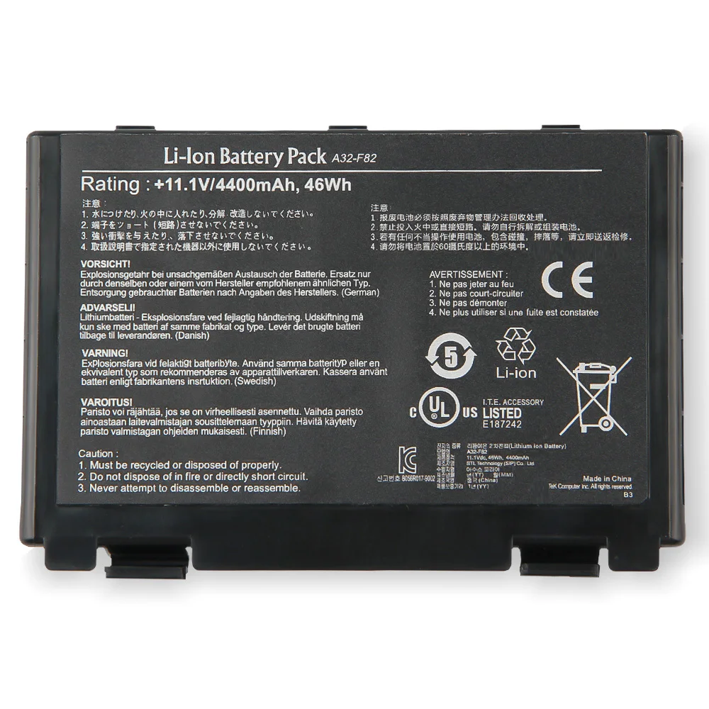 Replacement Battery A32-F52 A32-F82 for Asus K40AF K40ID K40AB K40 K60 X8AC K50 Replacement Battery