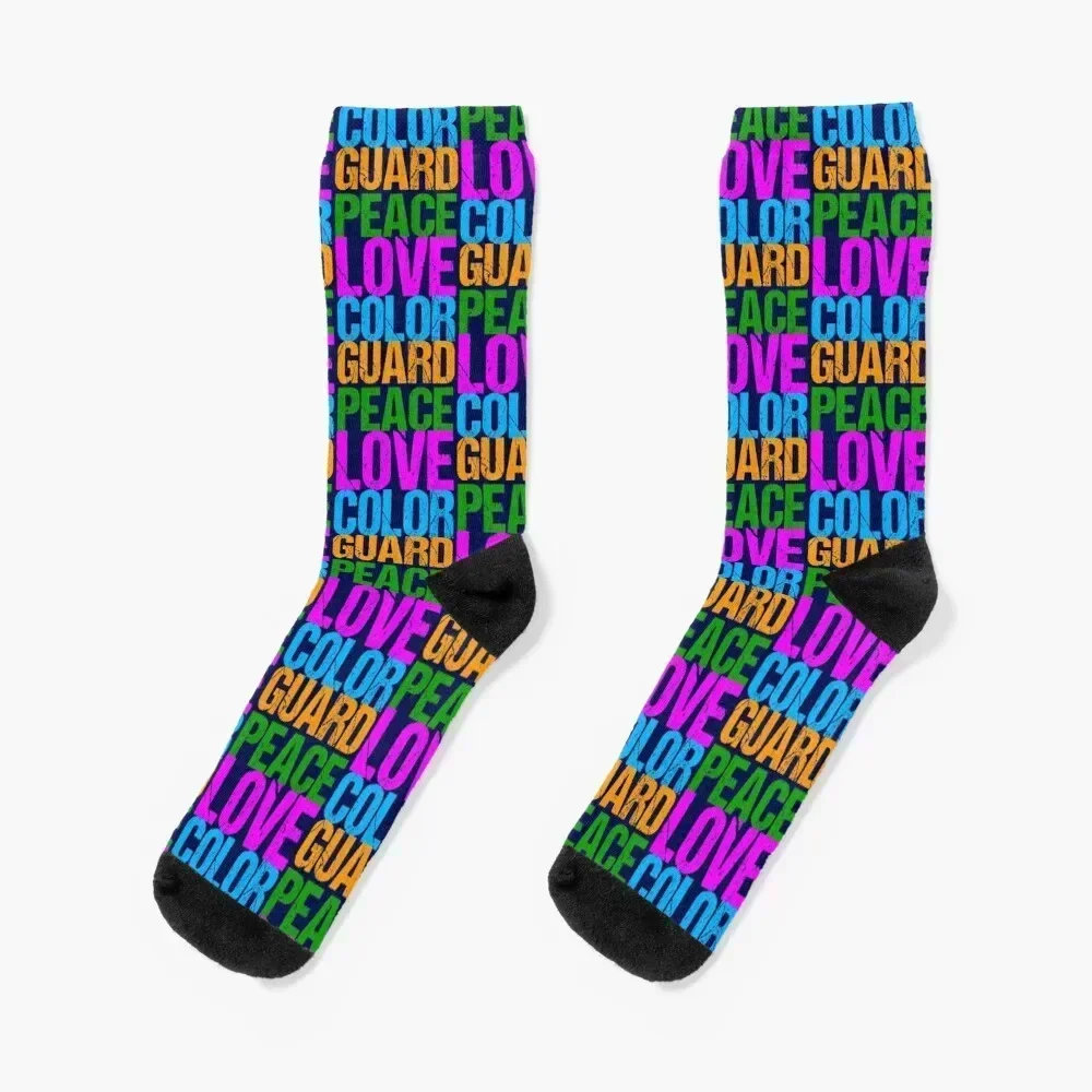 Peace Love Color Guard Socks retro valentine gift ideas anti slip football Designer Man Socks Women's