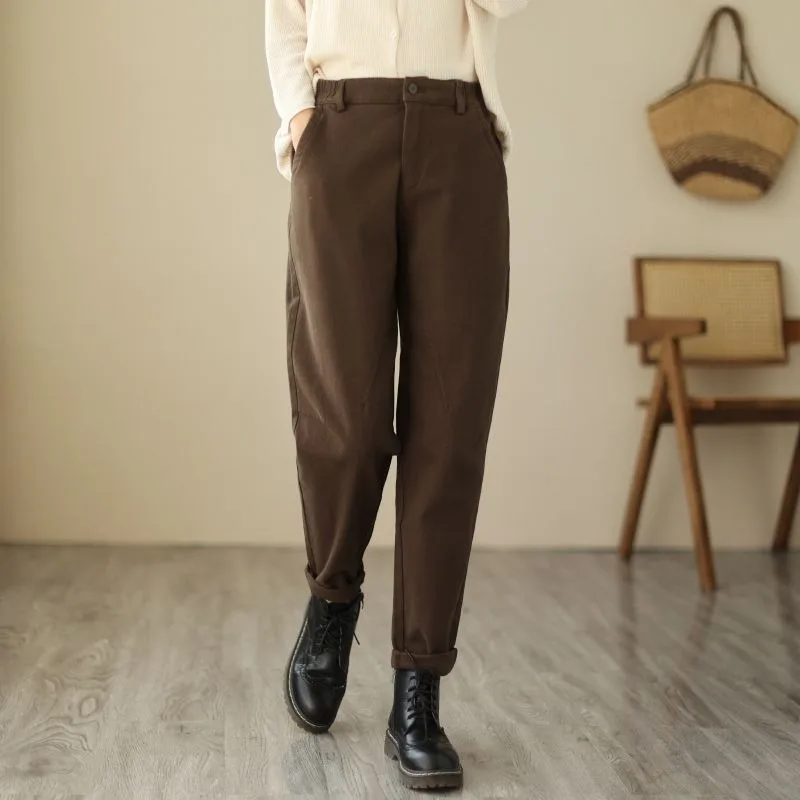 Pantalon femme à la mode et chaud polaire épaissi vêtements de travail sarouel ample décontracté taille haute et Petit pantalon radis