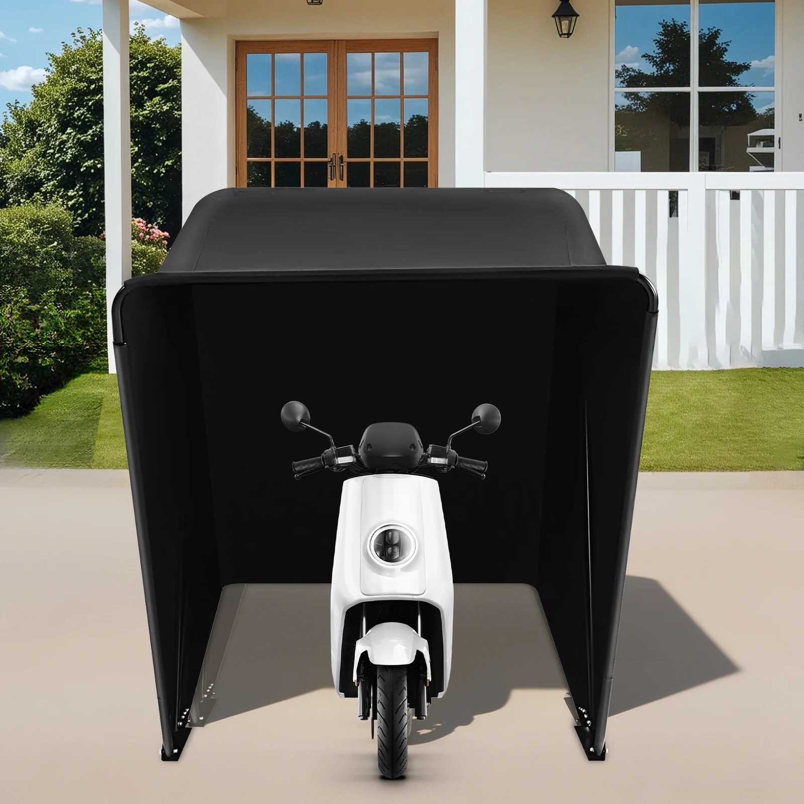 Freistehender Motorrad-Unterstand 270×105×155cm Oxford Wasserdichtes Outdoor-Schutzzelt für Motorräder, E-Bikes und Roller – Detail 3