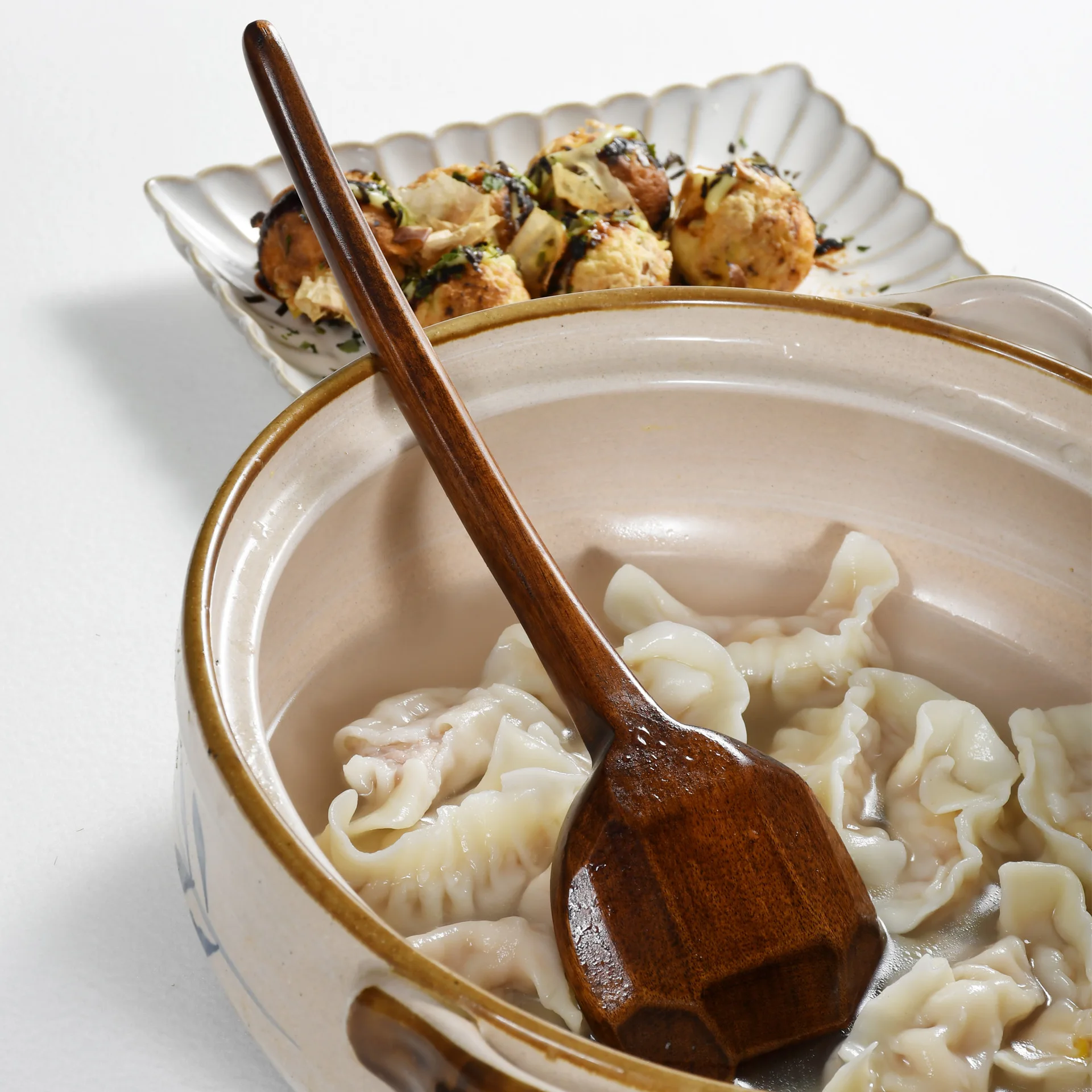Large Japanese Wooden Soup Ladle Long Handle Rice Spoon Tortoise Shell Carved for Home Kitchen Ramen Serving Heavy Duty