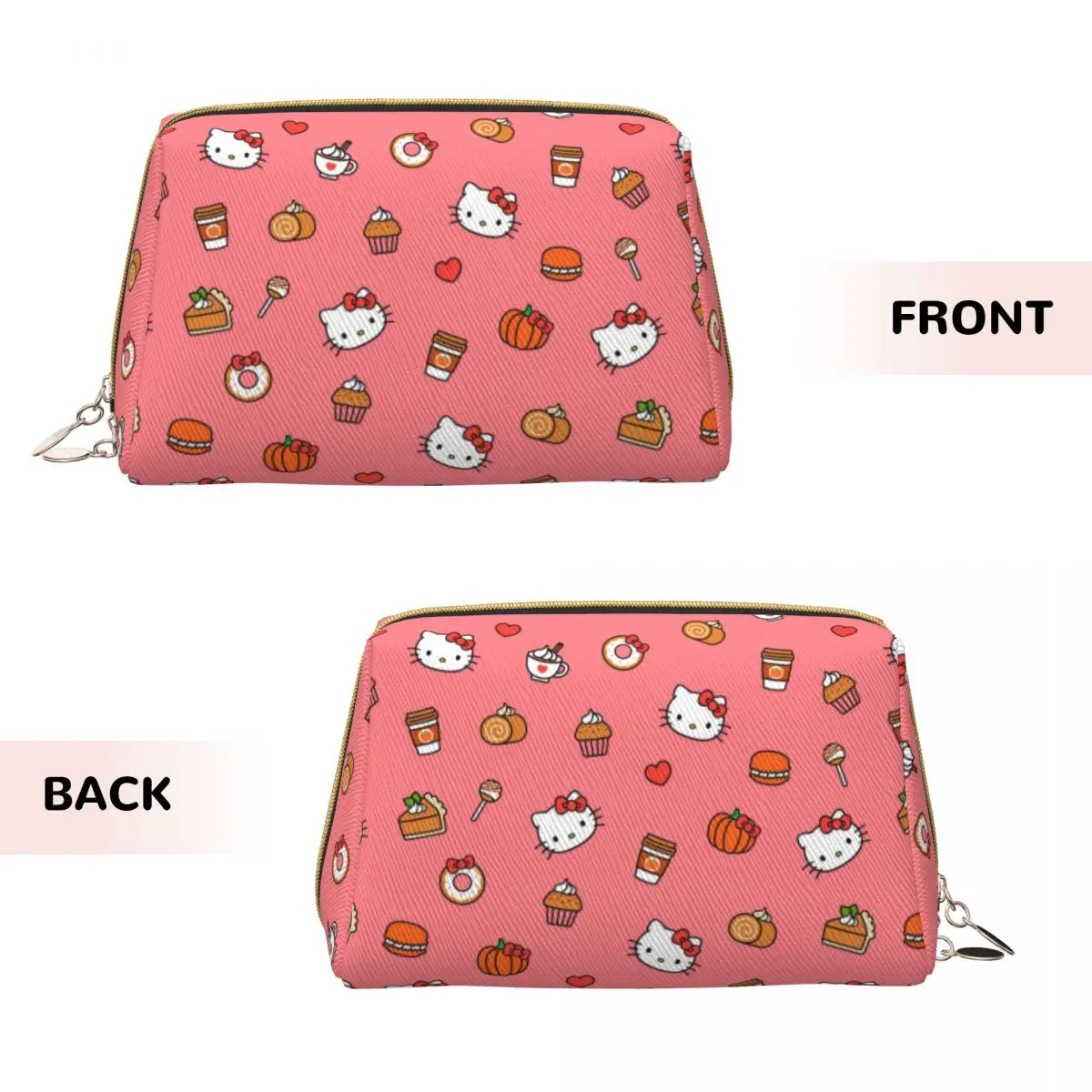 Fashion Girl Cosmetic Bag Hello Kitty Leather Makeup Bag Accessories Large Capacity Zipper Beauty Toiletry