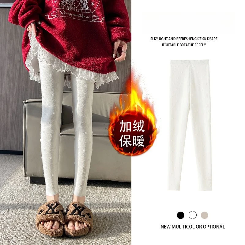 النساء طماق الدافئة المنك المخملية عالية الخصر ضئيلة الدافئة مطاطا نقطة طباعة نحيل أفخم السراويل عارضة مريحة رشاقته طماق