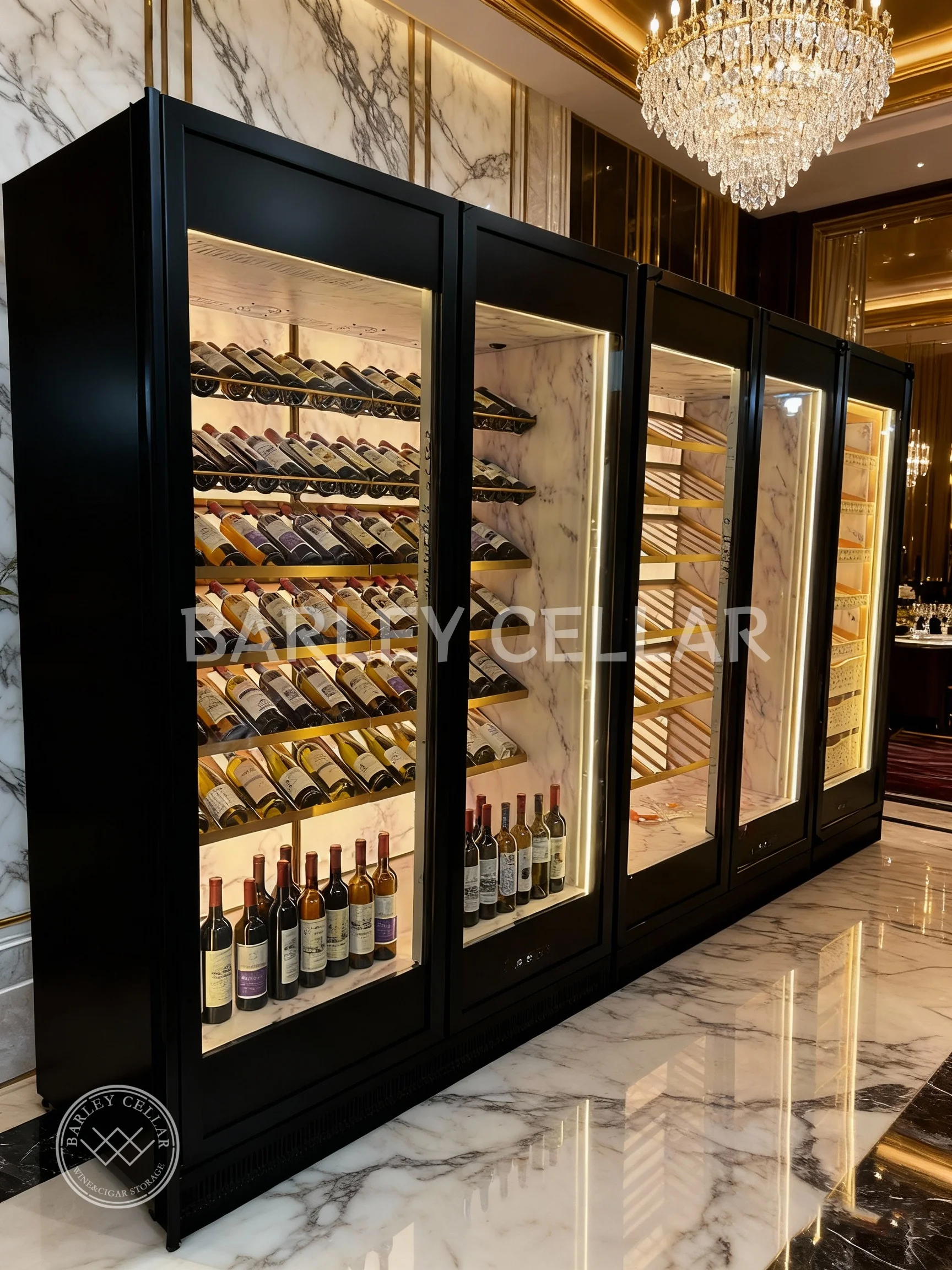 316 Stainless Steel Electric Wine Cabinet Backlit Panel Adjustable Floating Shelves Smart Temperature Control Modern Design