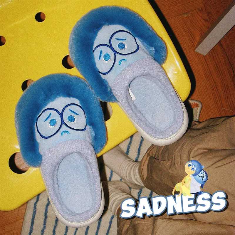 

2025 New Inside Out Animation Figures Sadness Embarrassment Cartoon Plush Slippers Kawaii Family Plush Winter Slippers Gifts