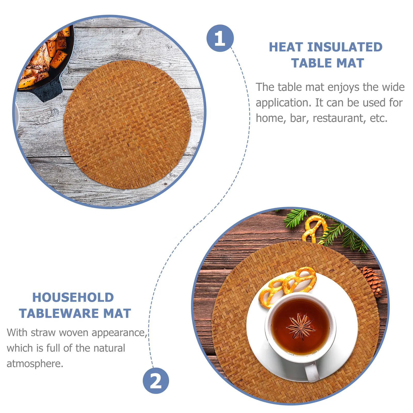 

Placemat Heat Insulated Table Mat Home Use Coasters H Woven Desk Straw Material Lightweight Practical Natural Atmosphere