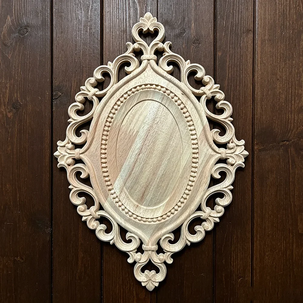 Chinese Flower Furniture Decoration Wood Appliques Woodcarving Onlays Wood Decal Vintage Decoration for Home Design Decal Floral
